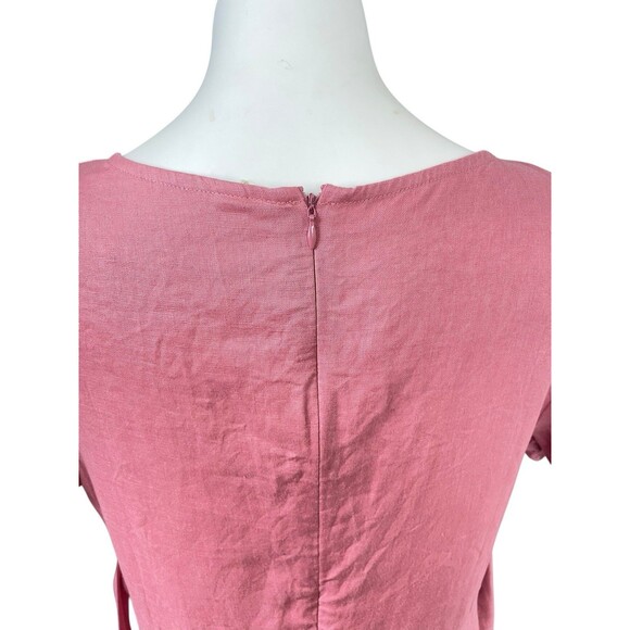 Grae Cove Linen Dress Tie Waist Pockets Rose Pink women’s  Size XL Knee Length - Picture 13 of 16